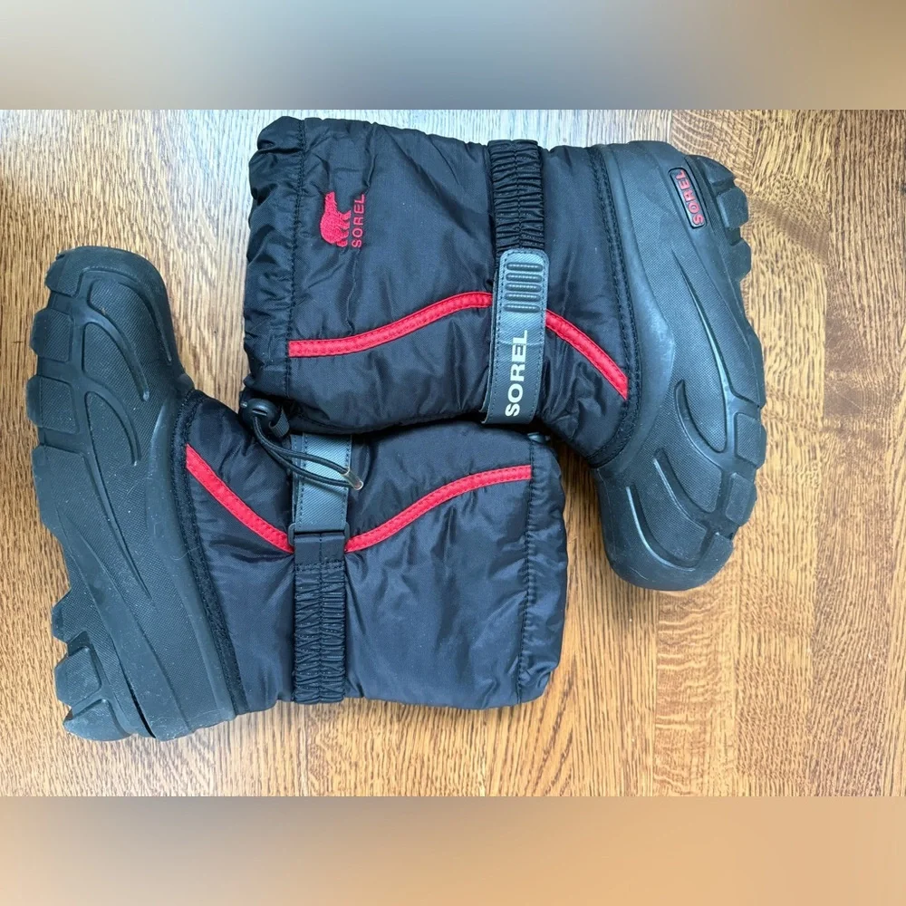 SOREL Flurry Snow Boots Unisex Winter‎ Warm Black Red Performance Insulated 4